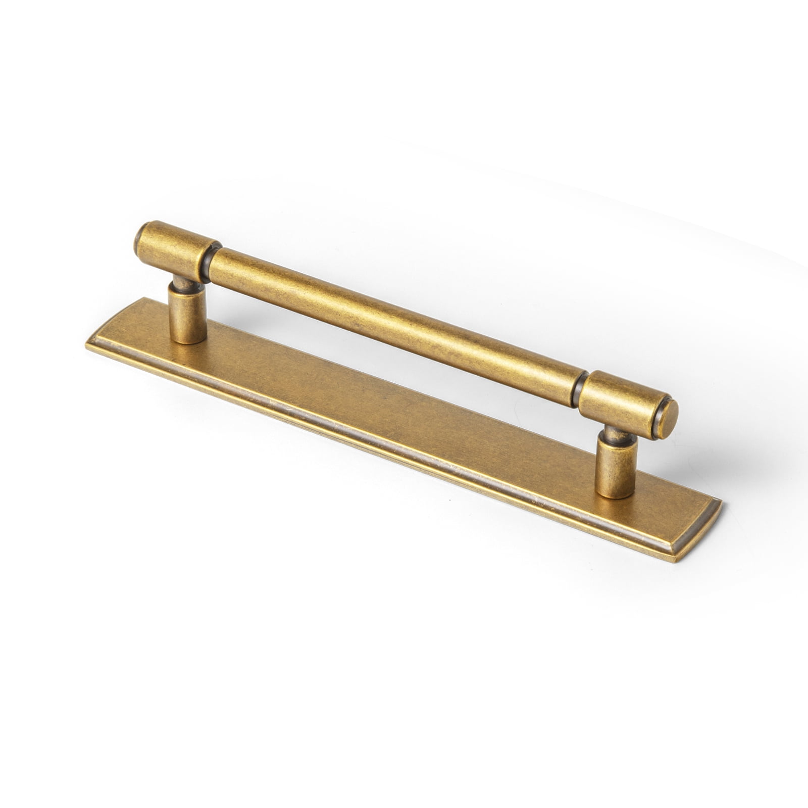 Goo-Ki 5"(128mm) Hole Center Antique Brass Kitchen Drawer Pulls with Backplate Retro Cabinet Hardware -Vintage Bronze Pull Dresser Handles for Bar Cupboard Closet Wardrobe, 2 Pack