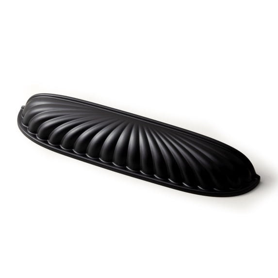 Goo-Ki 5"(128mm) Hole Center Matte Black Kitchen Cabinet Handles, Closet Classic Zinc Alloy Din Cup Cabinet Pulls Dresser Handles for Bedroom, 6 Pack