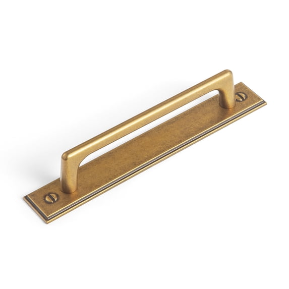 Goo-Ki 5''(128mm) Hole Centers Antique Brass Cabinet Pulls with Long Backplate, Zinc Alloy Cabinet Drawer Handles for Dresser,Wardrobe,Cupboard,Cabinet Hardware,2 Pack