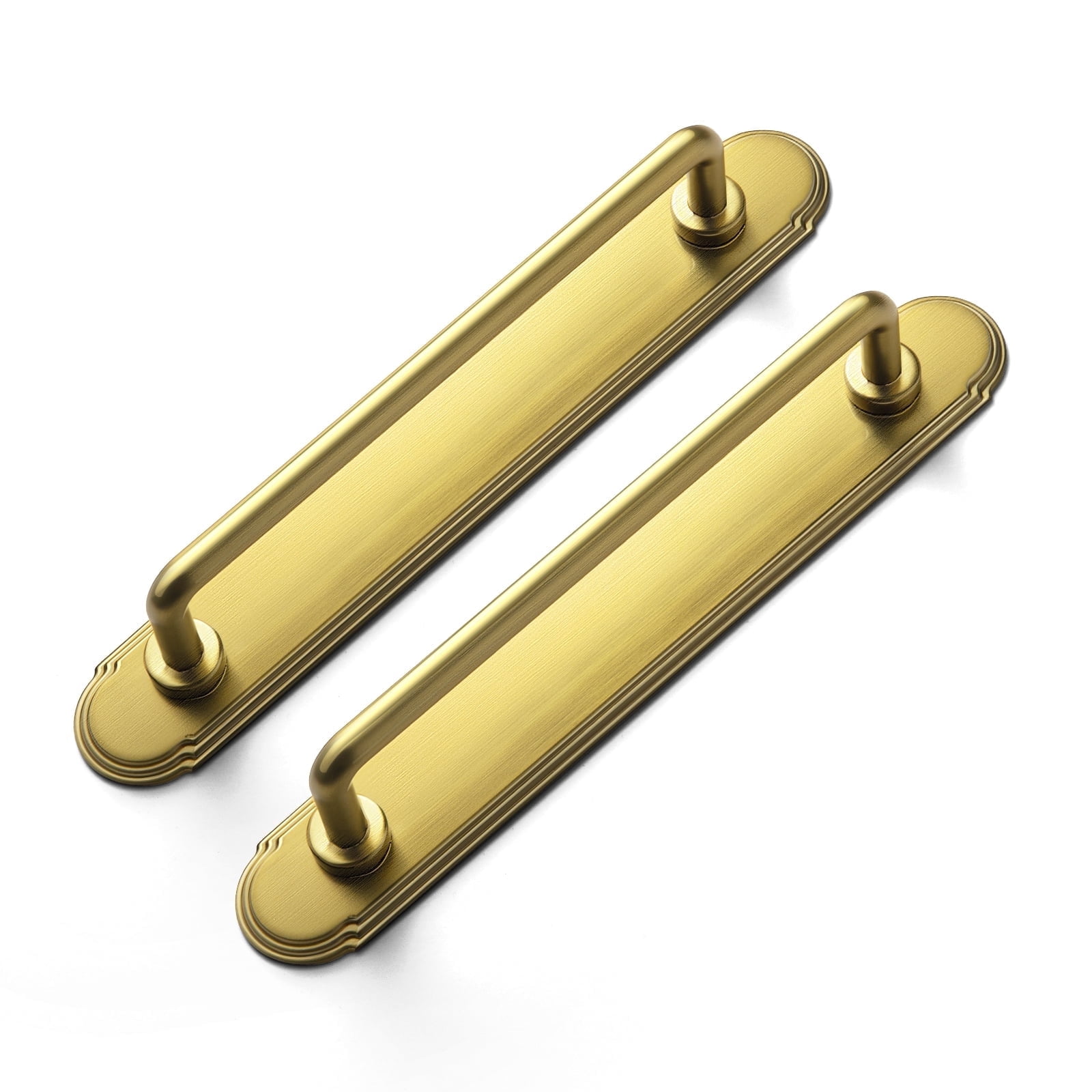 Goo-Ki 2 Pack Brushed Gold Cabinet Pulls With Backplate - 5 Inch, Grooved Texture, Zinc Alloy