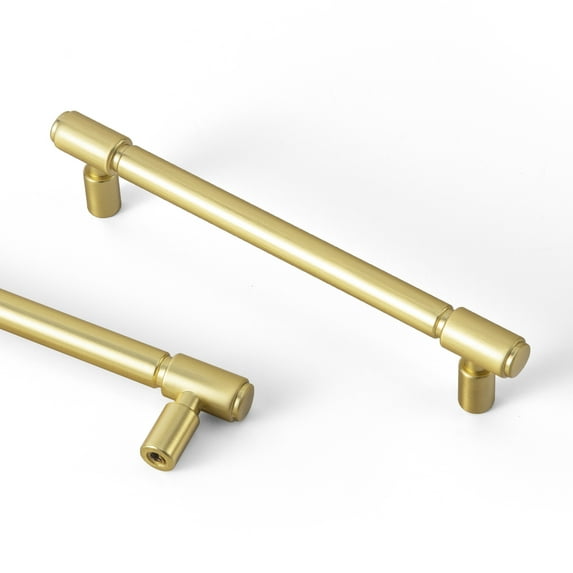 Goo-Ki 5'' Hole Center Brushed Brass Kitchen Cabinet Pulls, Modern Drawer Handles Closet Classic Kitchen Hardware for Bedroom,6 Pack