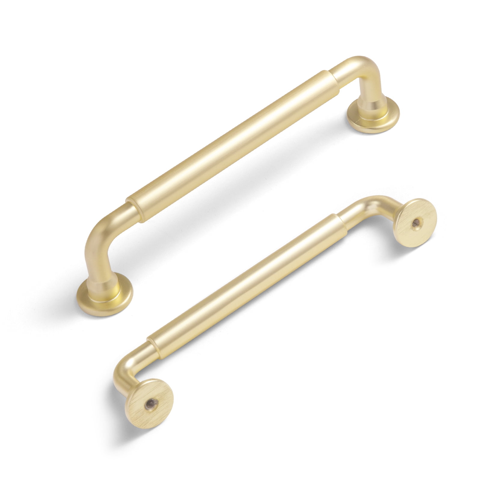 Goo-Ki 5 Inch(128mm) Zinc Alloy Kitchen Cabinet Pulls, Light Brushed Brass Cabinet Handles, Drawer Pulls for Dresser,Wardrobe & Cupboard, 6 Pack