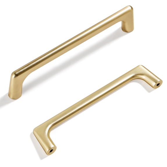Goo-Ki 6 PCS Brushed Brass Zinc Alloy 3.78'' Hole Center Cabinet Pulls for Kitchen Bedroom, Modern Cabinet Handle for Dresser,Wardrobe,Cupboard