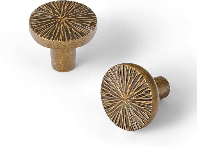 Goo-Ki 1.1"(28 mm) Dia Luxurious & Sturdy Zinc Alloy Cabinet Knobs,Antique Brass Drawer Pulls for Kitchen,Drawer,Cupboard & Wardrobe, 6 Pack