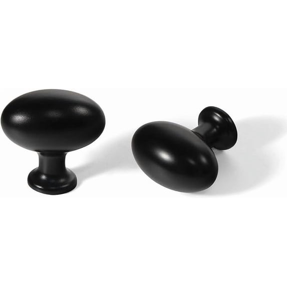 Goo-Ki 1.4Inch(36MM) Oval Matte Black Cabinet Knobs, Zinc Alloy Modern Kitchen Knobs for Drawer, Dresser Cupboard Wardrobe,6 Pack