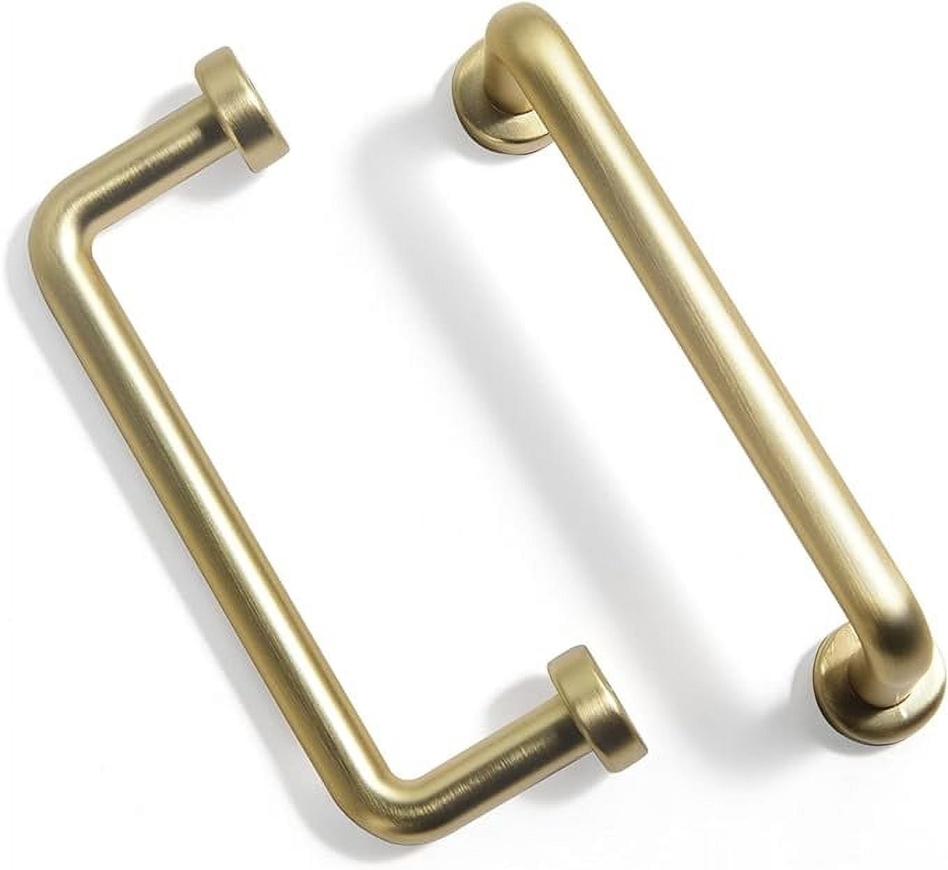 Goo-Ki 2.5" Hole Center Modern Light Brushed Brass Kitchen Cabinet Handles Luxurious Drawer Pulls Champagne Gold Dresser Hardware, 6 Pack