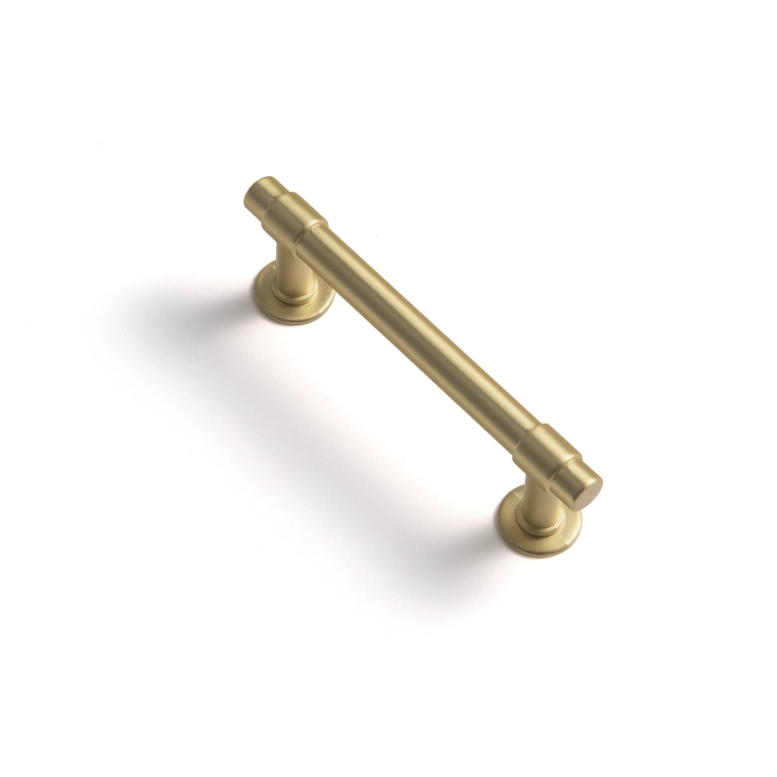 Goo-Ki 6 Pack 3''(76mm) Hole Center Brushed Brass Cabinet Pulls, Zinc Alloy Cabinet Handles for Drawer,Dresser,Cupboard Wardrobe