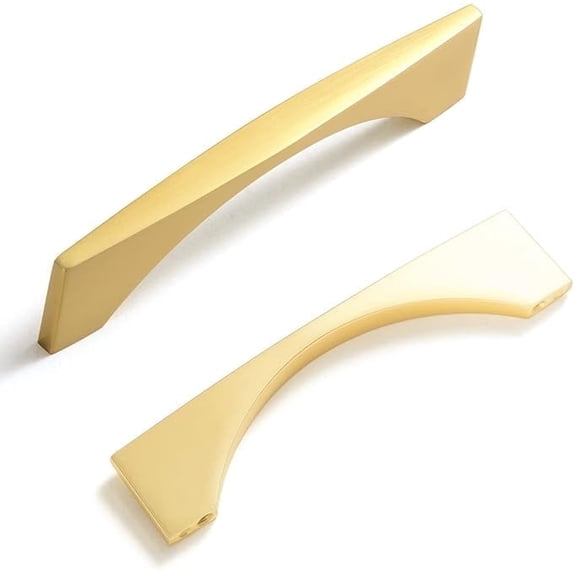 Goo-Ki 6 Pack 3.8"(96mm) Hole Center Light Brushed Brass Cabinet Pulls, Modern Drawer Handle,Cabinet Hardware