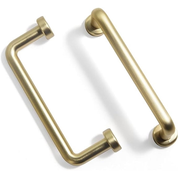 Goo-Ki 6 Pack 3" Hole Center Modern Light Brushed Brass Kitchen Cabinet Handles Luxurious Drawer Pulls Champagne Gold Dresser Hardware