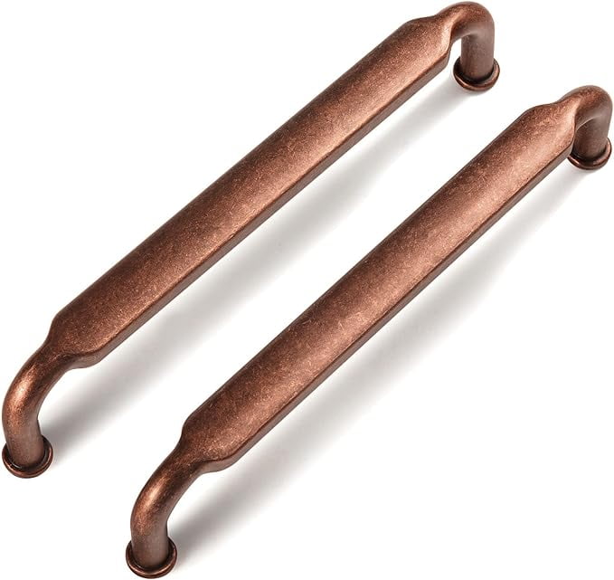 Antique Copper Distressed Cylindrical Bar Cabinet Pulls with Mounting Hardware