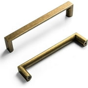Goo-Ki 6 Pack 5" (128mm) Hole Center Retro Zinc Alloy Cabinet Handles, Antique Brass Cabinet Pulls for Dresser, Wardrobe, Kitchen Hardware