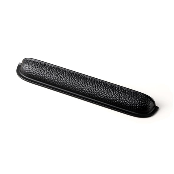 Goo-Ki 6 Pack 7.56'' Hole Center Matte Black Cabinet Cup Pulls, Hammered Texture with Curved Edges, Elegant Vintage Drawer Cabinet Handles for Bar Cupboard Closet Wardrobe