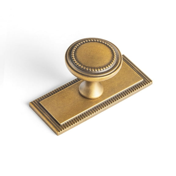 Goo-Ki 6 Pack Antique Brass Cabinet Knobs with Backplate, Single Hole Zinc Alloy Drawer Knobs, Furniture Hardware Handles for Drawer Cupboard