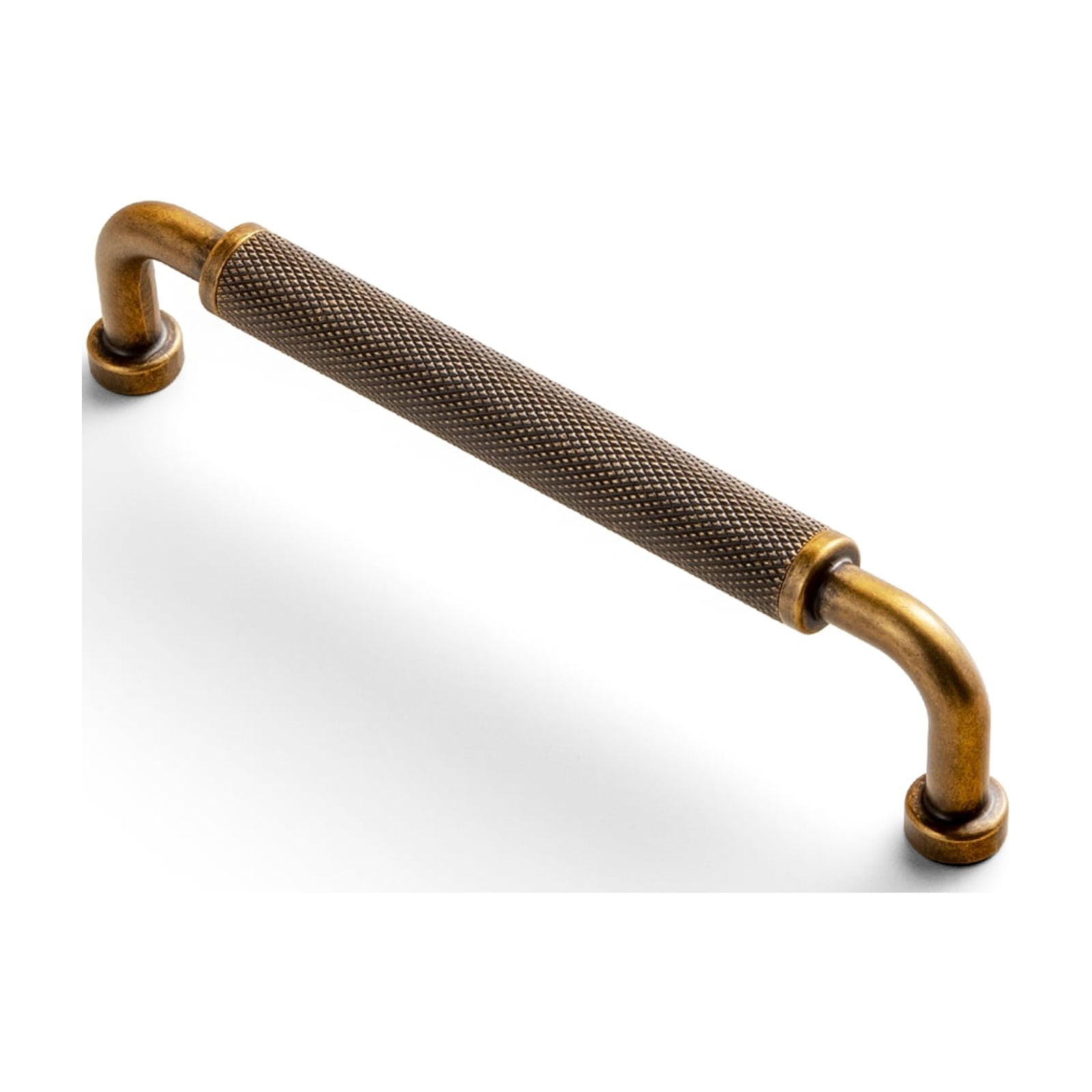 Goo-Ki 6 Pack Antique Brass Knurled Cabinet Pull Handle – Textured Non-Slip Grip,  5 Inch  Classic Vintage Design  Cabinet Handles for Furniture Drawers