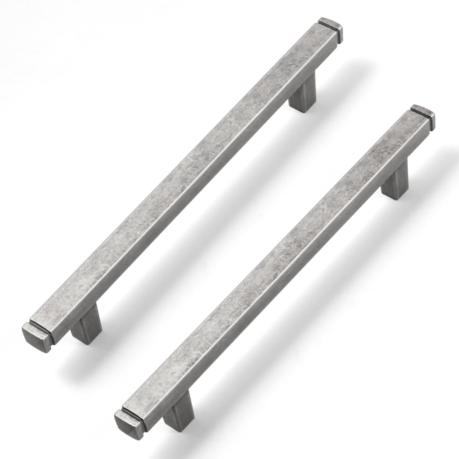 Goo-Ki 6-Pack Antique Silver Drawer Handles 5''Hole Center（128mm） Hole Centers Straight Bar Pull for Kitchen Cabinets and Dresser Drawers