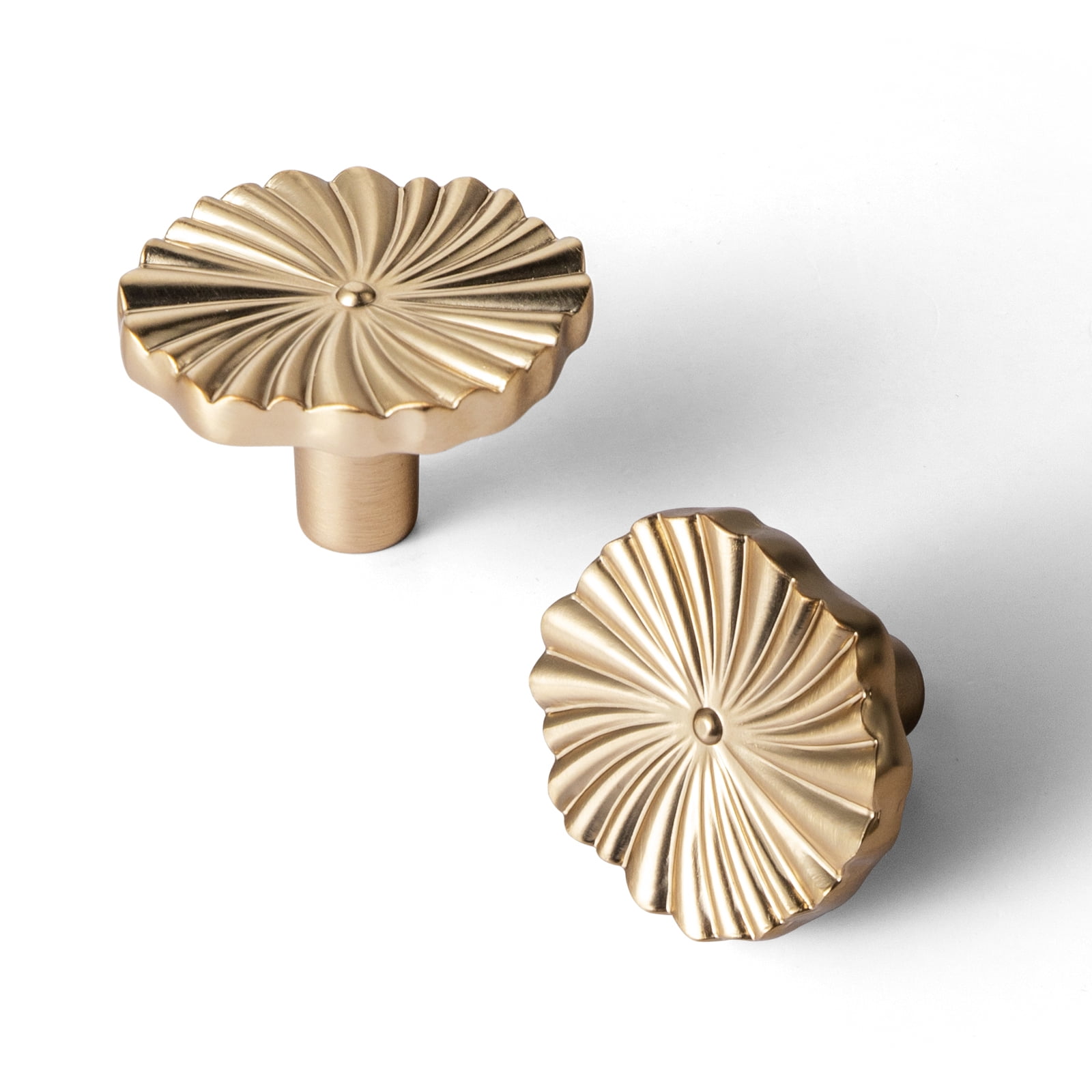 Goo-Ki 6 Pack Champagne Bronze Cabinet Drawer Knobs, Zinc Alloy Cabinet Handles with Flower Design for Bar Cupboard Closet Wardrobe