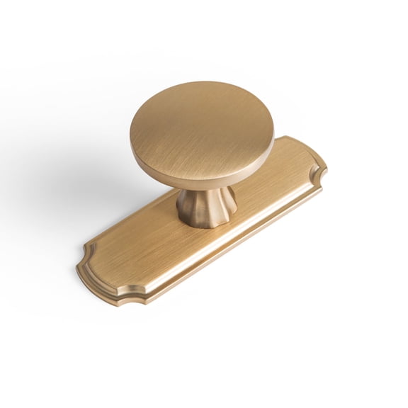 Goo-Ki 6 Pack Champagne Bronze Zinc Alloy Cabinet Knobs with Backplate Back Plate Spacer - Retro Brass Single Hole Cabinet Pull Handles Hardware for Bedroom Kitchen