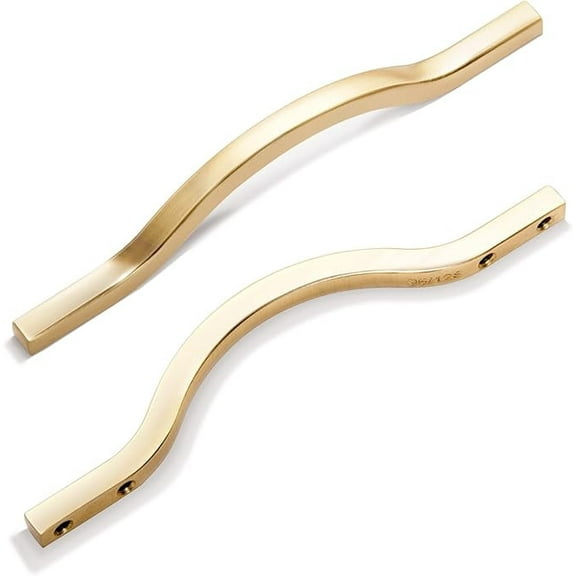Goo-Ki 3.8''/5'' Double Hole Centers Light Brushed Brass Cabinet Pull, Modern Handle Minimalist Drawer Handle Wardrobe Cabinet Zinc Alloy Handle,6 Pack
