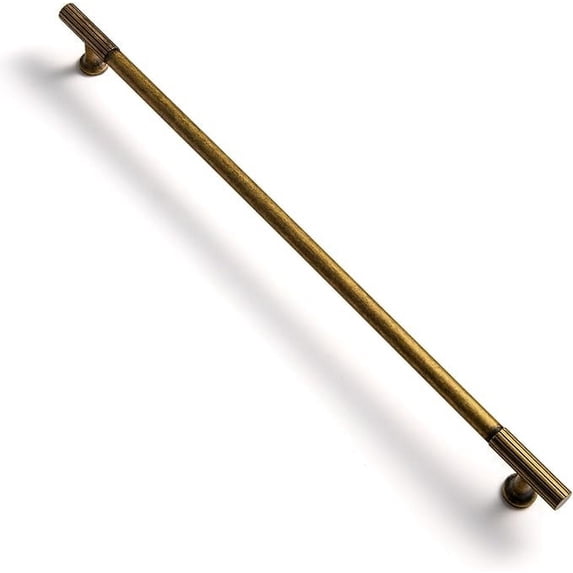 Goo-Ki 6 Pack Vintage Antique Brass Zinc Alloy Cabinet Handles - 12.6''(320mm) Hole Center Striped Decorations Cabinet Pull Hardware for Bedroom, Kitchen