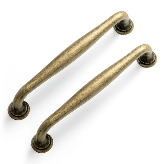 Goo-Ki 6 Pack Vintage Antique Brass Zinc Alloy Cabinet Handles - 5''(128mm) Hole Center Cabinet Pull Hardware for Bedroom, Kitchen