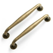 Goo-Ki 6 Pack Vintage Antique Brass Zinc Alloy Cabinet Handles - 5128mm Hole Center Cabinet Pull Hardware for Bedroom, Kitchen