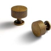 Goo-Ki 6 Pack Vintage Antique Brass Zinc Alloy Cabinet Knobs Striped Decorations Cabinet Handle Hardware for Bedroom, Kitchen