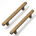 thumbnail image 1 of Goo-Ki 6-Pack Vintage Brass Drawer Handles 3-3/4 in（96mm） Hole Centers Straight Bar Pull for Kitchen Cabinets and Dresser Drawers, 1 of 5
