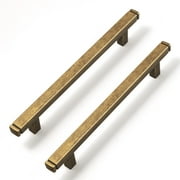 Goo-Ki 6-Pack Vintage Brass Drawer Handles 5''Hole Center（128mm） Hole Centers Straight Bar Pull for Kitchen Cabinets and Dresser Drawers