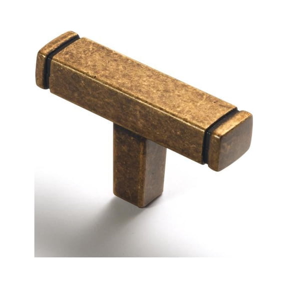 Goo-Ki 6-Pack Vintage Brass Drawer Handles Single Hole Centers Straight Bar Pull Knob for Kitchen Cabinets and Dresser Drawers