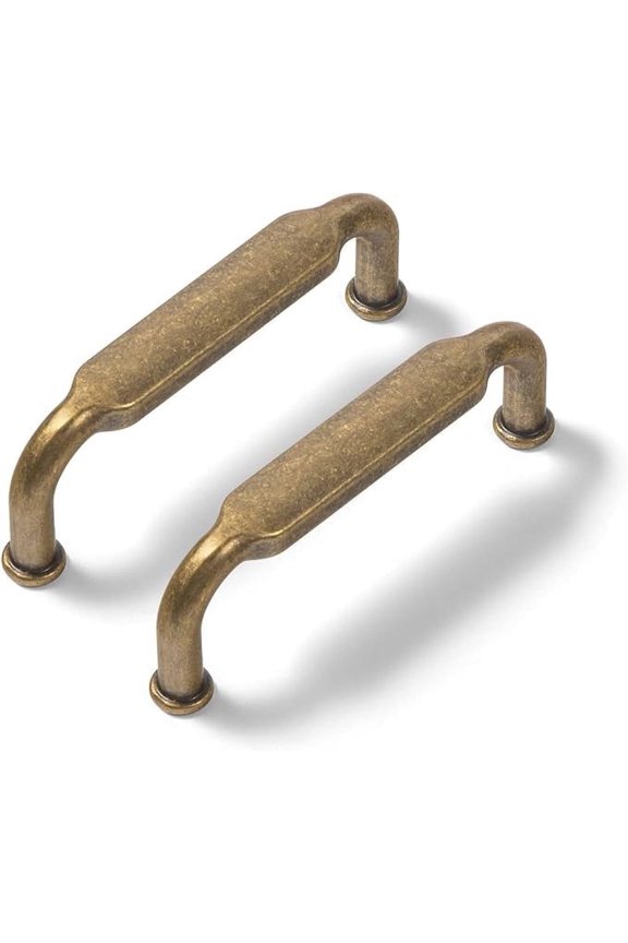 6Pcs 3"(76mm) Hole Center Cabinet Pulls Distressed Antique Brass Kitchen Drawer Pulls Handles for Cupboard Wardrobes