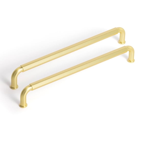Goo-Ki 7.6''(192 mm) Hole Centers Zinc Alloy Cabinet Handles, Light Brushed Brass Cabinet Pulls for Kitchen,Drawer,Cupboard & Wardrobe, 6 Pack