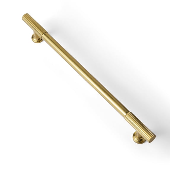 Goo-Ki 7.6''(192mm) Hole Center Brushed Gold Zinc Alloy Cabinet Handles - Striped Decorations Cabinet Pull Hardware for Bedroom, Kitchen, 6 Pack
