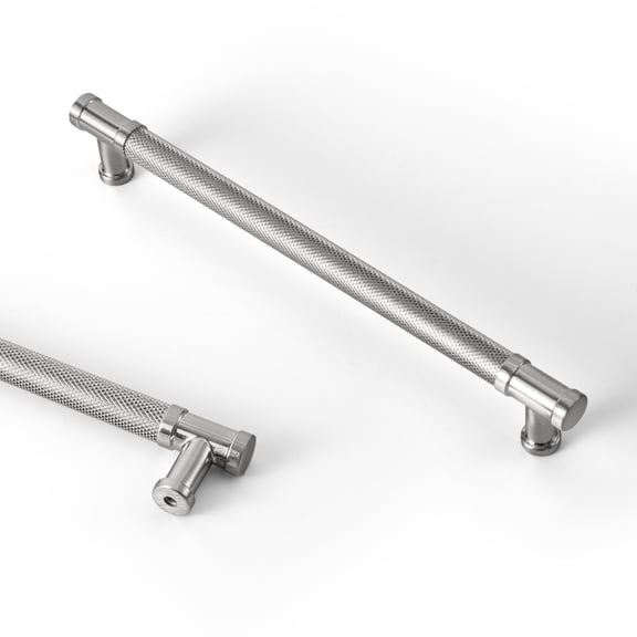Goo-Ki 7.6"(192mm) Hole Center Knurled Satin Nickel Kitchen Cabinet Handles, Closet Classic Zinc Alloy Cabinet Pulls Dresser Handles for Bedroom, 6 Pack