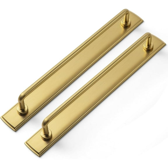 Goo-Ki 7.6'' Center to Center Brushed Gold Cabinet Bar Pulls with Backplate, Vintage Classic Retro Drawer Handles Closet Home Kitchen Improvement Hardware, 2 Pack