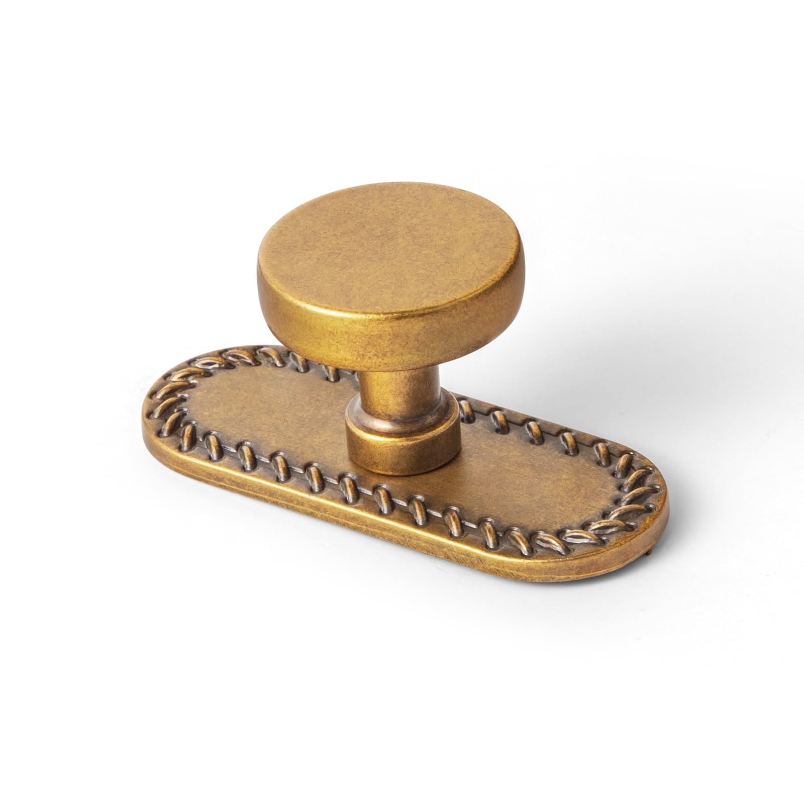 Goo-Ki Antique Brass Cabinet Drawer Knobs with Backplate, Single Hole Zinc Alloy Vintage Retro Brass Knobs Kitchen Hardware for Dresser,Cupboard,Wardrobe, 6 Pack