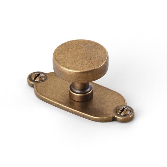 Goo-Ki Antique Brass Cabinet Drawer Knobs with Backplate, Vintage Retro Brass Knobs, Single Hole Zinc Alloy Pull Kitchen Hardware for,Dresser,Cupboard,Wardrobe, 6 Pack