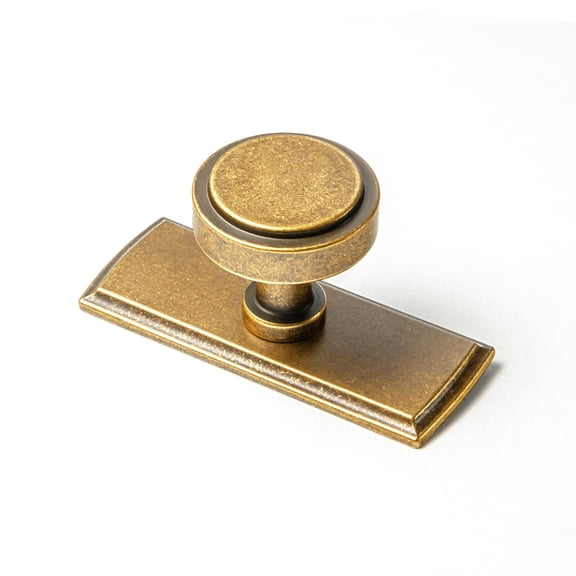 Goo-Ki Antique Brass Cabinet Drawer Knobs with Backplate, Zinc Alloy Kitchen Hardware,Modern Single Hole Bar Pull Handles for Cupboard Wardrobe,6 Pack (2503-G011)