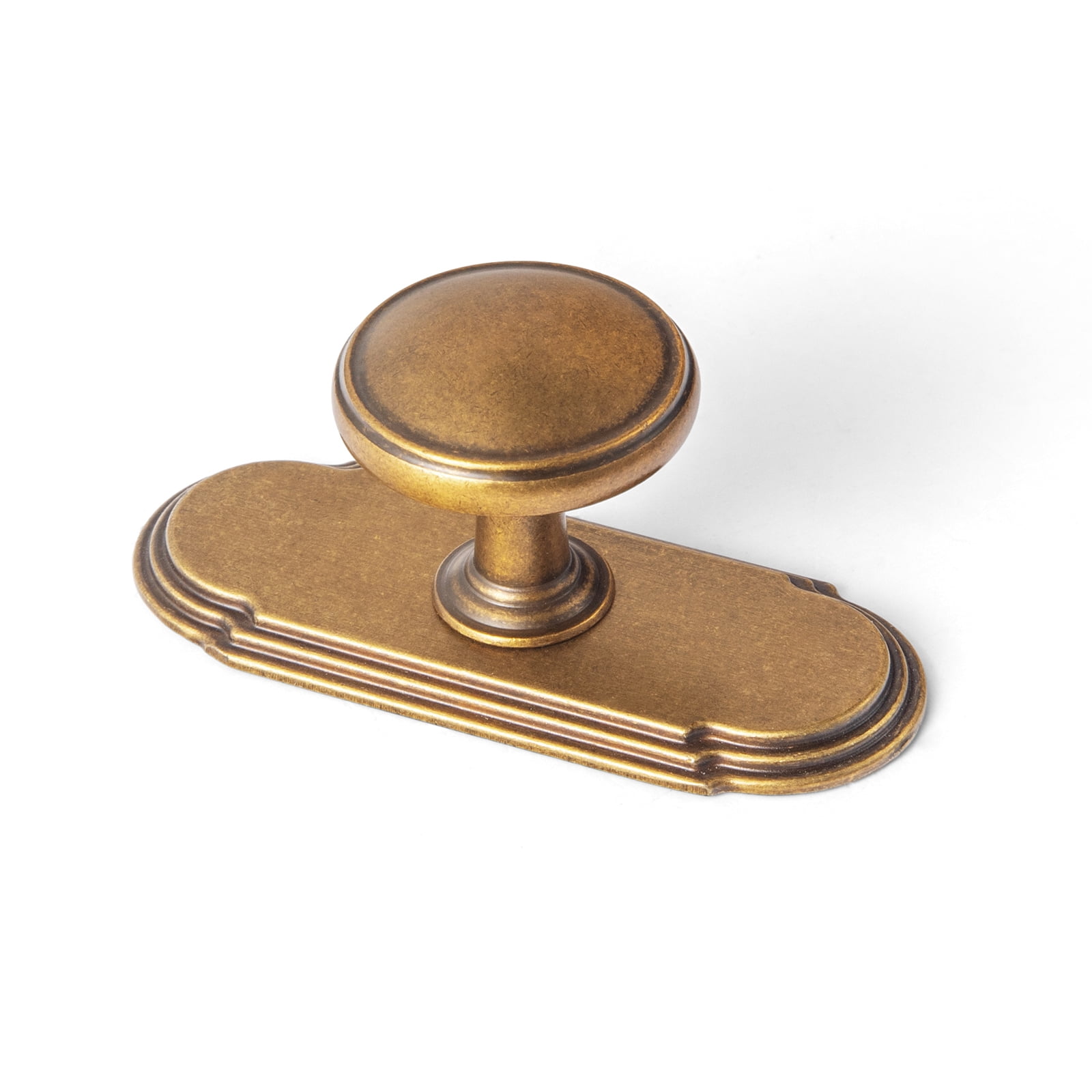 Goo-Ki Antique Brass Cabinet Drawer Knobs with Backplate, Zinc Alloy Kitchen Hardware,Modern Single Hole Bar Pull Handles for Cupboard Wardrobe,6 Pack (6781-G014)