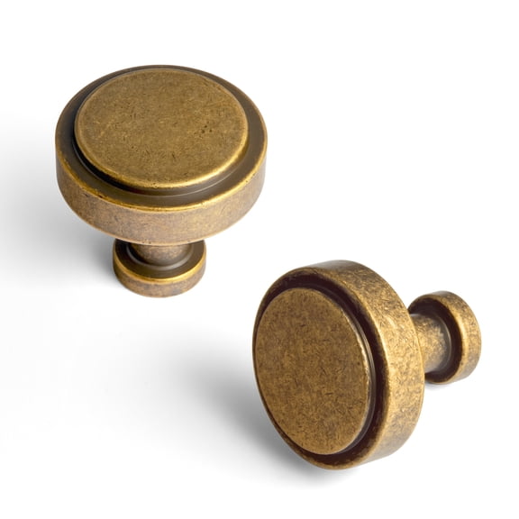 Goo-Ki Antique Brass Cabinet Drawer Knobs Zinc Alloy Kitchen Hardware,Modern Single Hole Cabinet Pull Handles for Cupboard Wardrobe,12 Pack