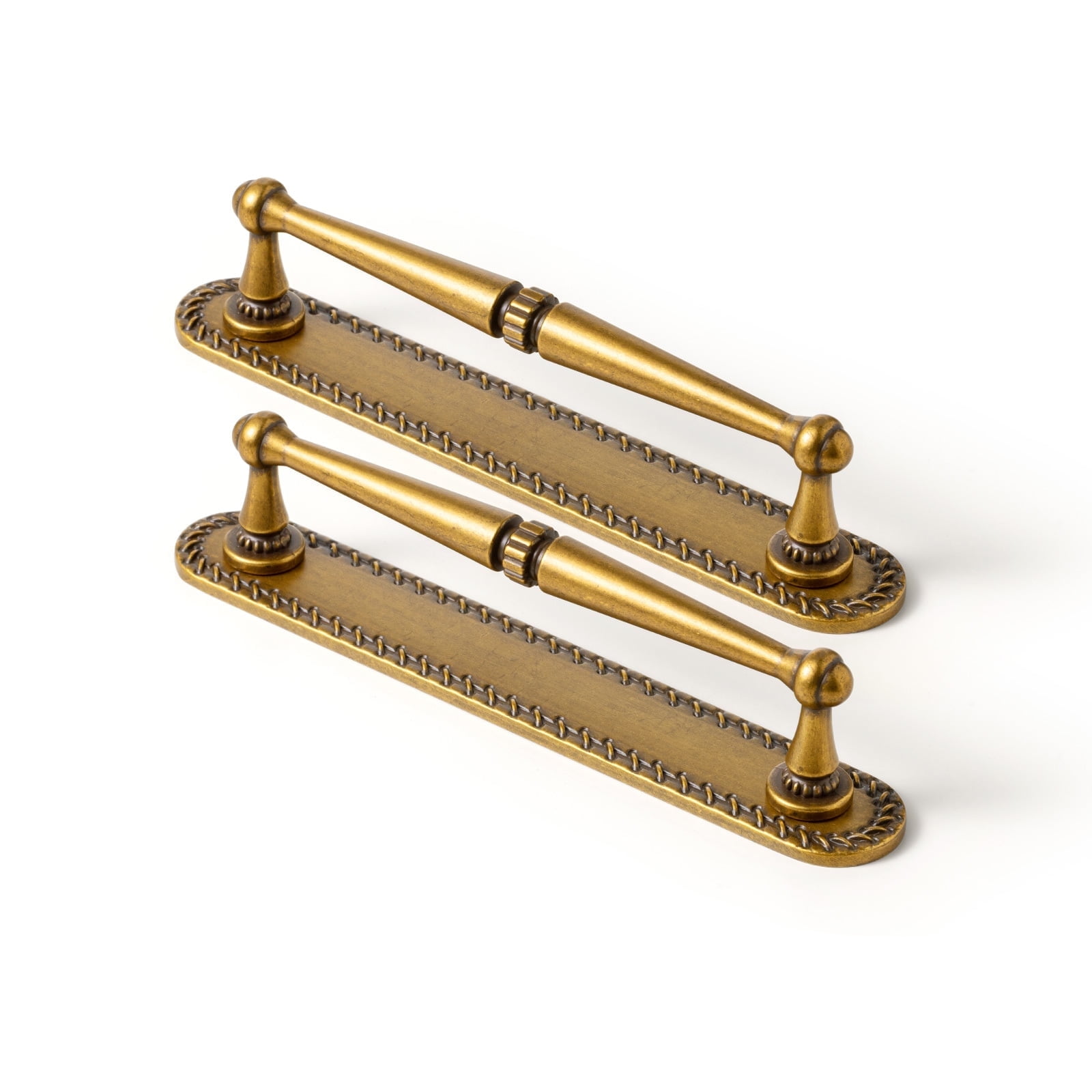 Goo-Ki Antique Brass Cabinet Drawer Pulls with Backplate Spacer, 5" Hole Center Zinc Alloy Bar Pull Handles Kitchen Hardware for Dresser, Cupboard, Wrdrobe, 4 Pack