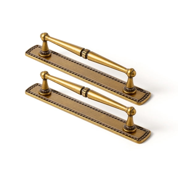 Goo-Ki Antique Brass Cabinet Drawer Pulls with Backplate Spacer, 5" Hole Center Zinc Alloy Cabinet Bar Pull Handles Kitchen Hardware for Dresser, Cupboard, Wrdrobe, 2 Pack