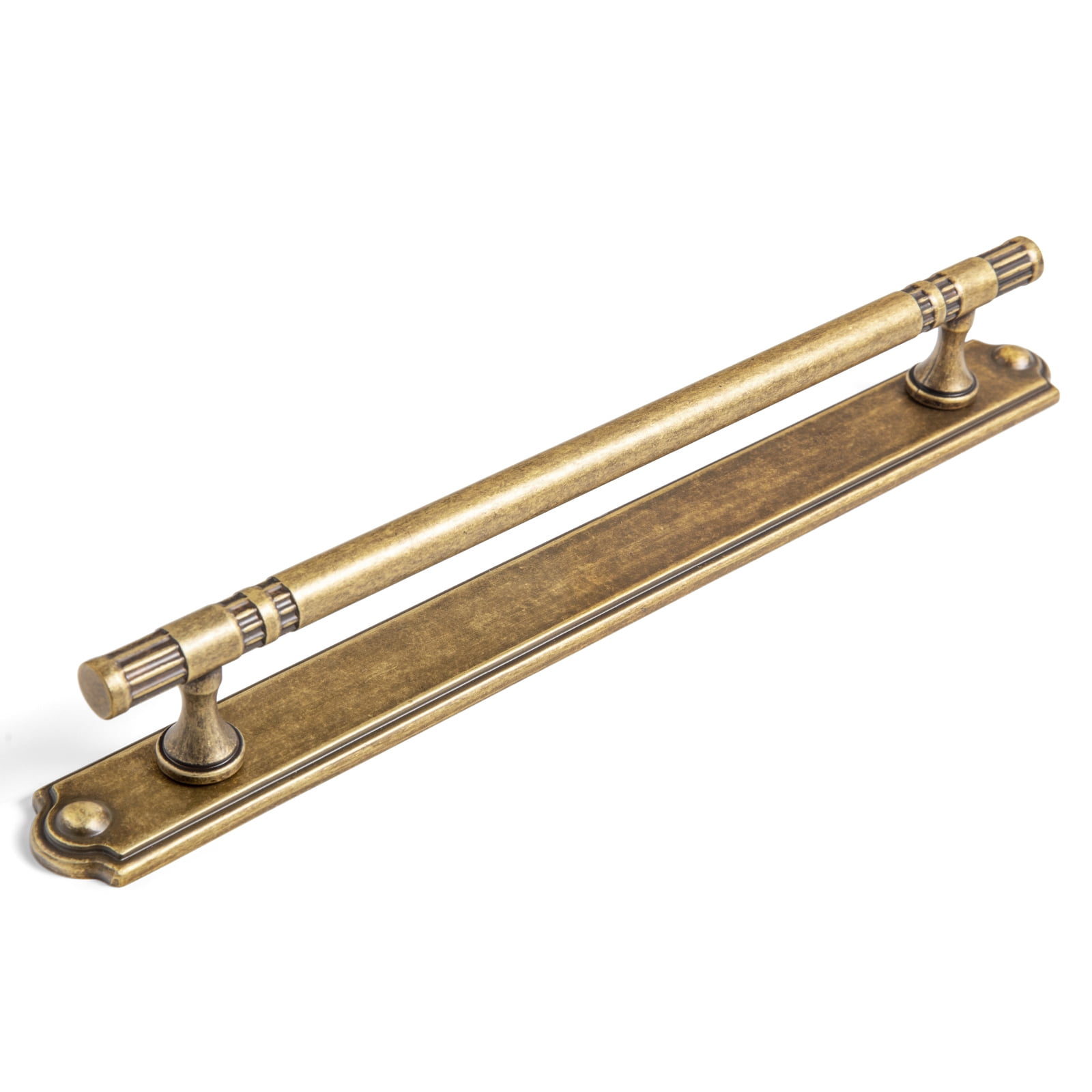 Goo-Ki Antique Brass Cabinet Handles with Backplate, Zinc Alloy 7.6''(192mm) Hole Centers Cabinet Drawer Pulls for Dresser,Wardrobe,Cupboard,Cabinet Hardware, 2 Pack