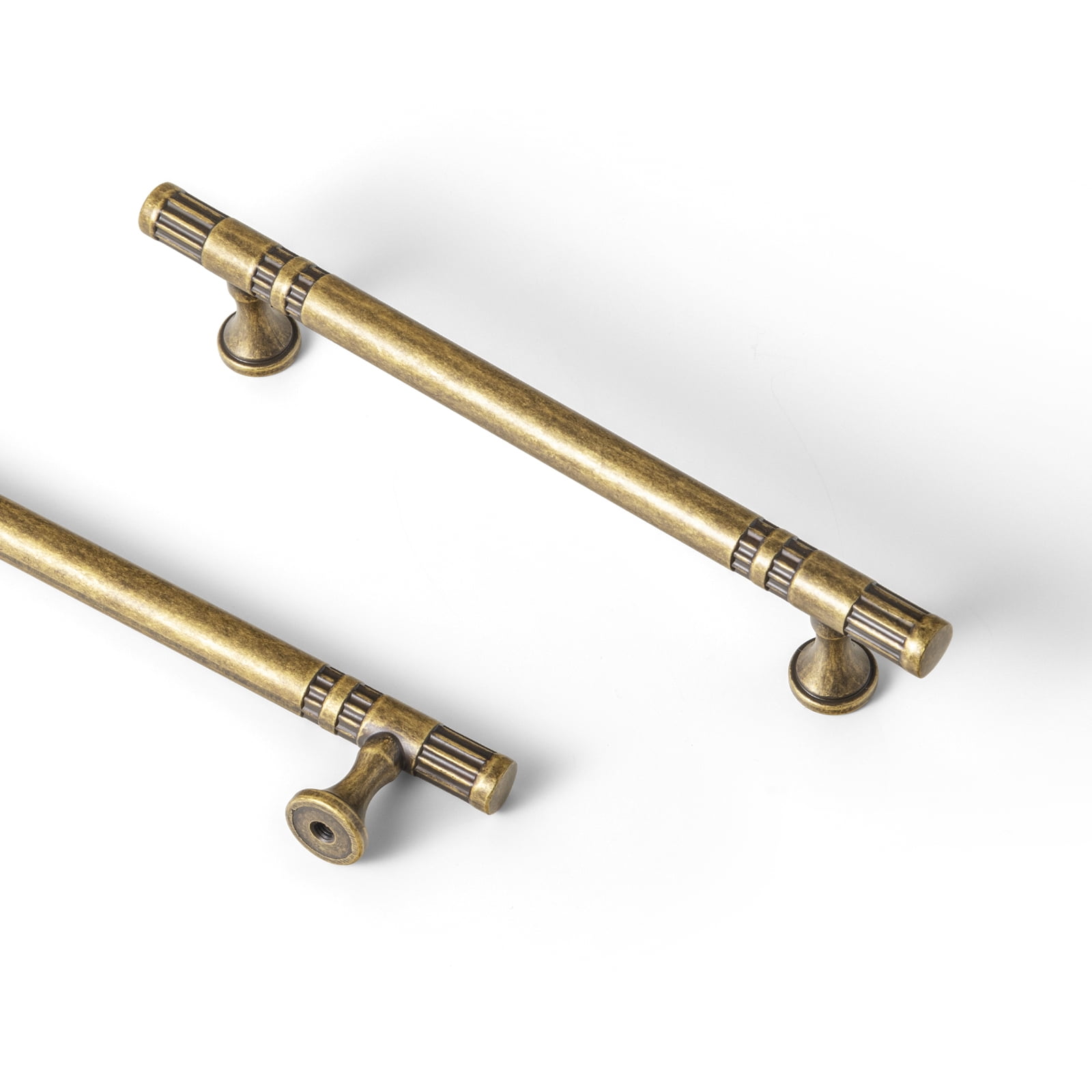 Goo-Ki Antique Brass Cabinet Handles of 5''(128mm) Hole Center, Zinc Alloy Cabinet Pulls for Drawer,Dresser,Cupboard Wardrobe Cabinet,6 Pack