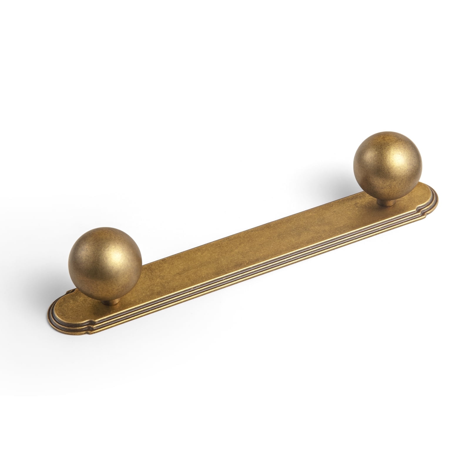 Goo-Ki Antique Brass Cabinet Knobs with Backplate- 5''(128MM) Hole Centers Zinc Alloy Cabinet Handle with 1.2''(30MM) Dia Double Cabinet Knobs, 4 Pack
