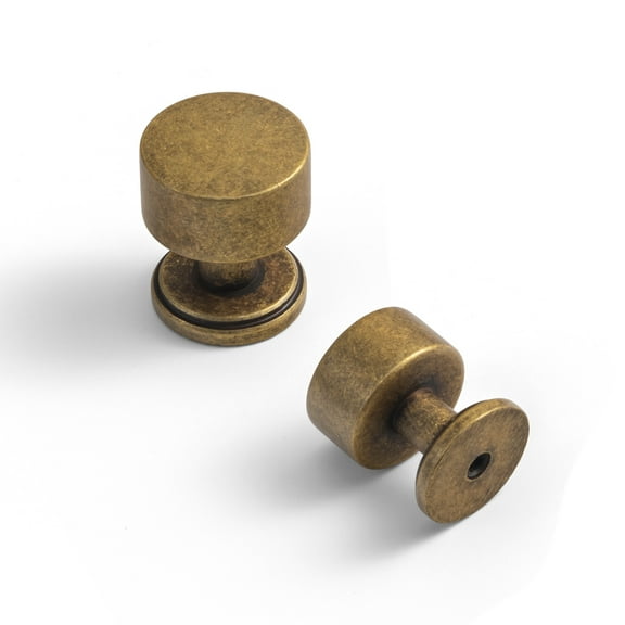 Goo-Ki Antique Brass Cabinet Knobs, Dresser Pulls for Kitchen, Vintage Drawer Hardware Handles for Bedroom, 1.08 Inches Diameter, 6 Pack