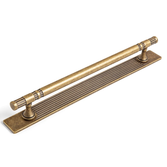 Goo-Ki Antique Brass Cabinet Pulls with Backplate, Zinc Alloy 7.6''(192mm) Hole Centers Cabinet Drawer Handles for Dresser,Wardrobe,Cupboard,Cabinet Hardware, 2 Pack
