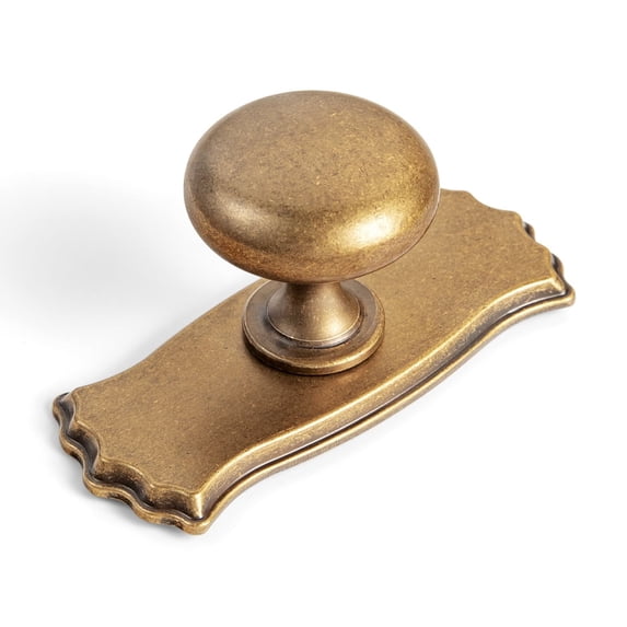 Goo-Ki Antique Brass Zinc Alloy Cabinet Knobs with Backplate, Single Hole Center Kitchen Drawer Pulls Hardware for Dresser,Wardrobe & Cupboard, 6 Pack