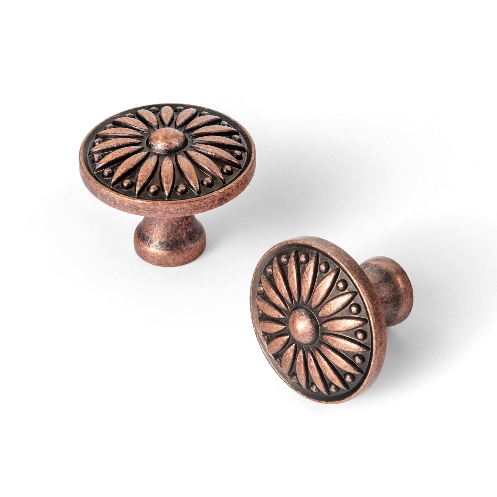 Goo-Ki Antique Copper Cabinet Drawer Knobs, Vintage Floral Medallion Design, Cabinet Handles for Dresser,Wardrobe,Cupboard, 12 Pack