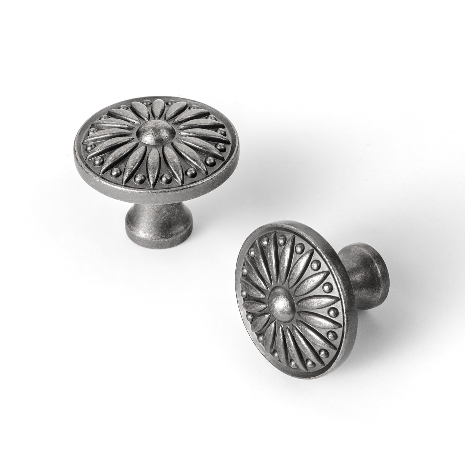 Goo-Ki Antique Silver Cabinet Drawer Knobs, Vintage Floral Medallion Design, Cabinet Handles for Dresser,Wardrobe,Cupboard, 12 Pack