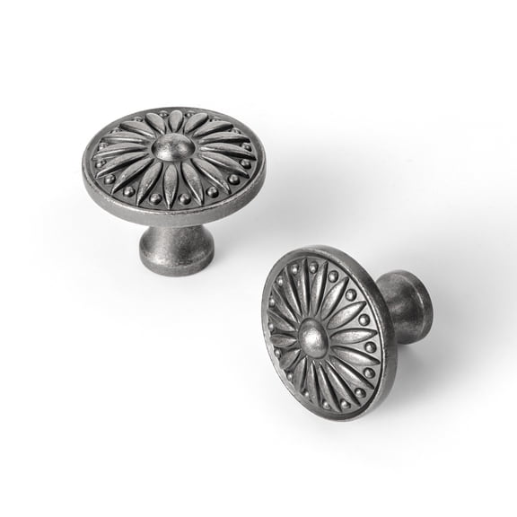 Goo-Ki Antique Silver Cabinet Drawer Knobs, Vintage Floral Medallion Design, Cabinet Handles for Dresser,Wardrobe,Cupboard, 12 Pack